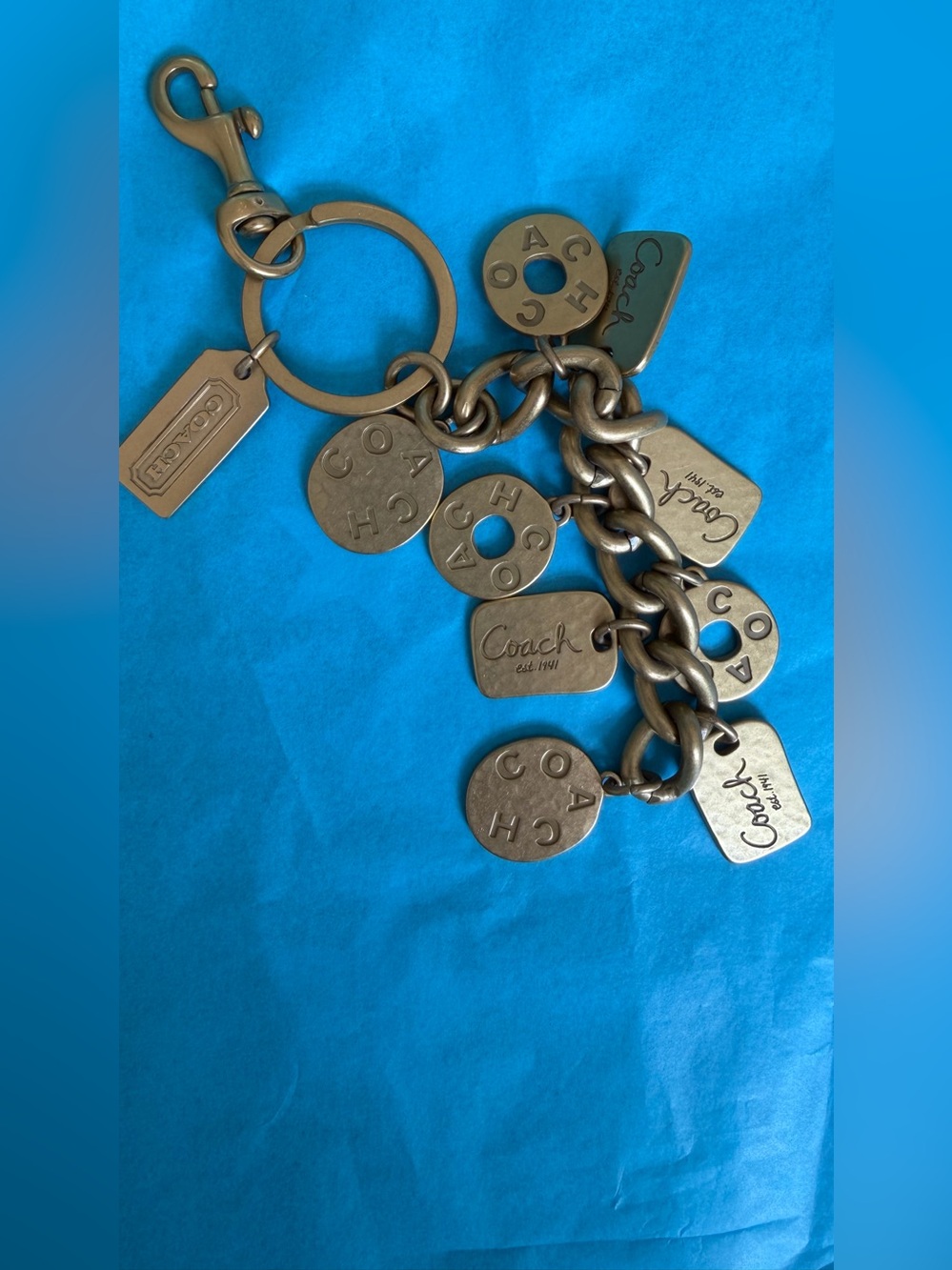 Coach Bronze-Tone Logo Charm Keychain